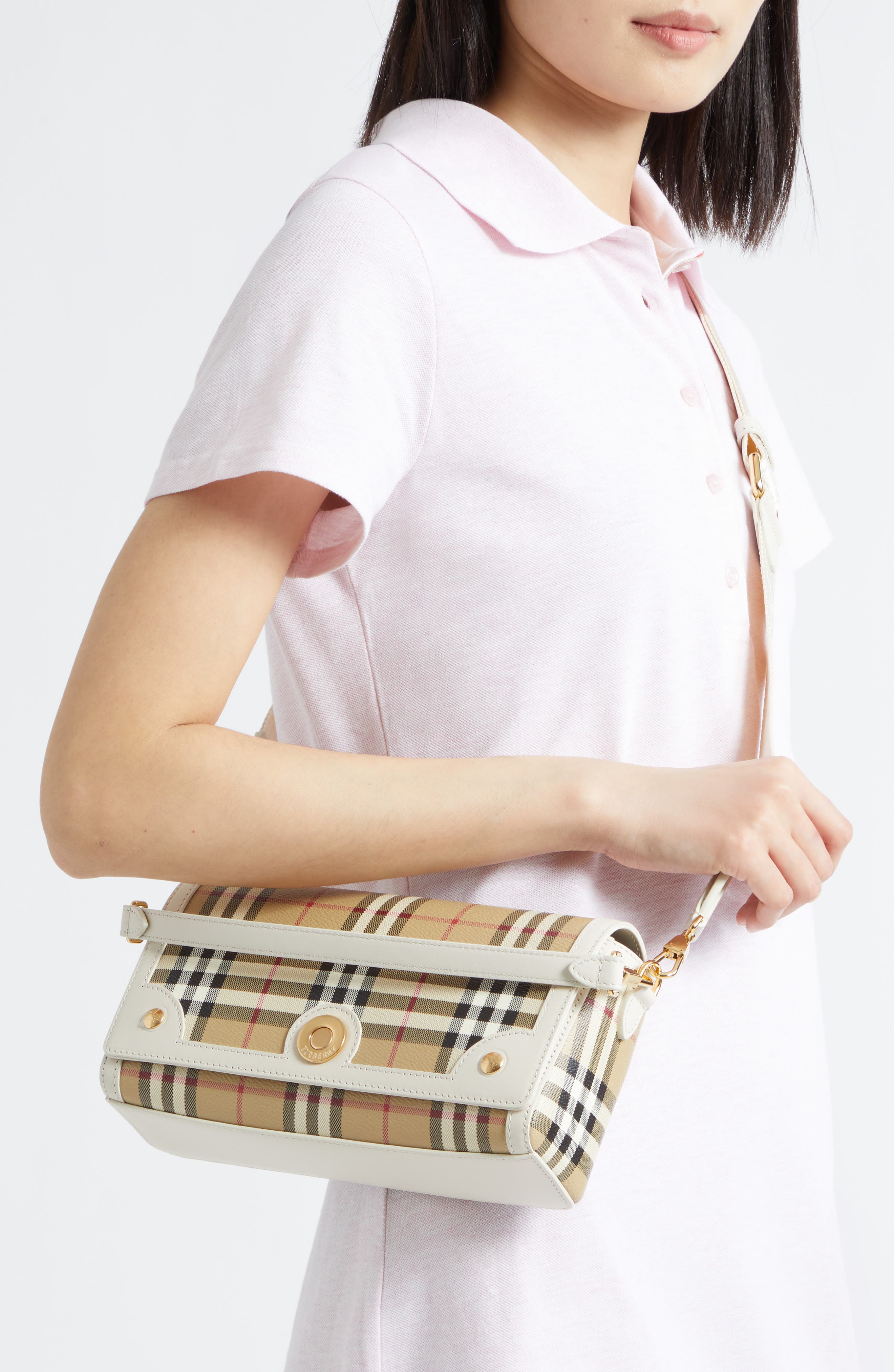 Burberry Small Note Shoulder Bag, Alternate, color, Vintage Check/ Soap