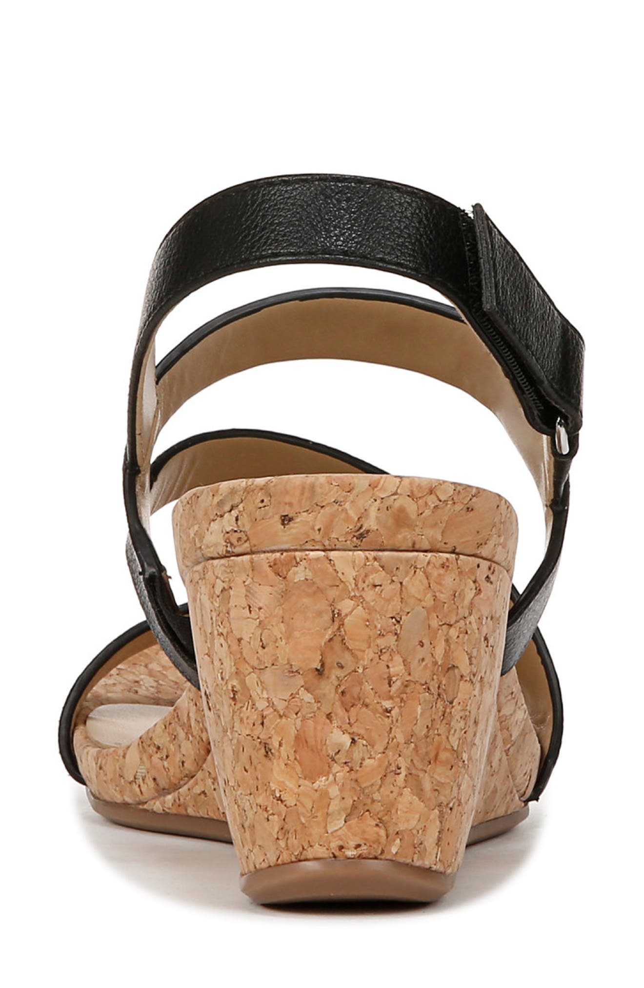 Naturalizer Adria Strappy Wedge Sandal, Alternate, color, Black Faux Leather