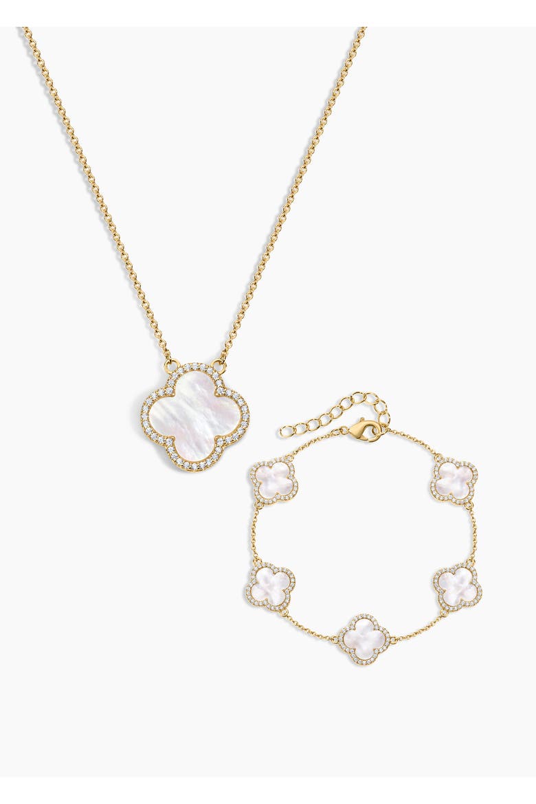 Icon White Clover Bracelet and Necklace - Set of 2, Main, color, White