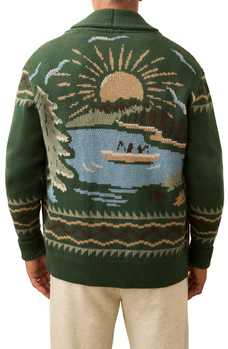 Faherty Camp Organic Cotton & Cashmere Cardigan, Alternate, color, Forest Lake