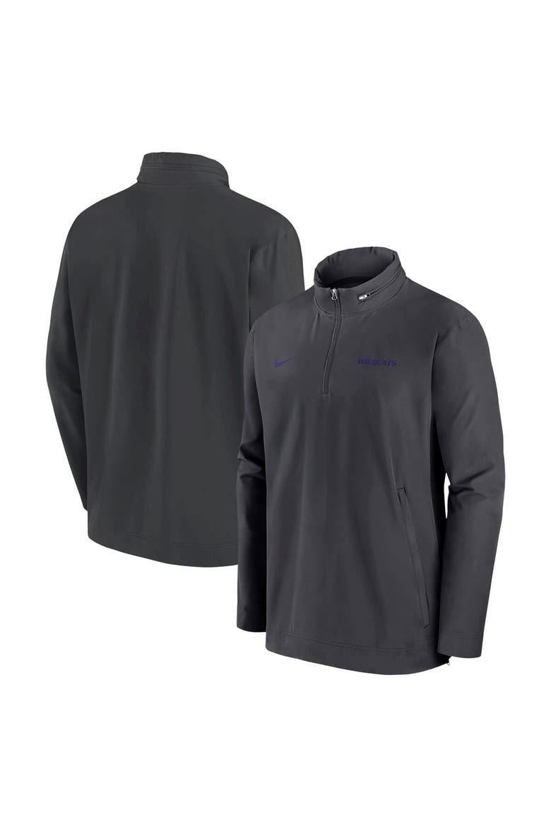 Men's Nike Anthracite Kansas State Wildcats 2024 Sideline Coach Quarter-Zip Hoodie Jacket, Main, color, Anthracite