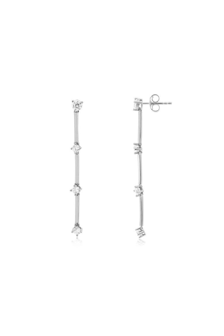 CZ Station Drop Dangle Earrings, Main, color, Sterling Silver
