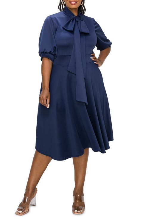 Carina Donna Fit & Flare Midi Dress (Plus)