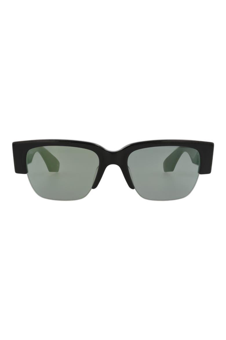 54mm Half Rim Rectangular Sunglasses, Main, color, BLACK BLACK GREEN