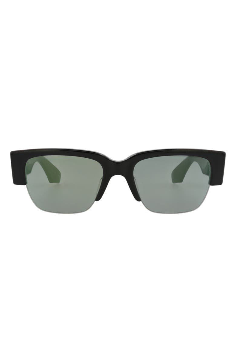 McQueen 54mm Half Rim Rectangular Sunglasses, Main, color, Black Black Green