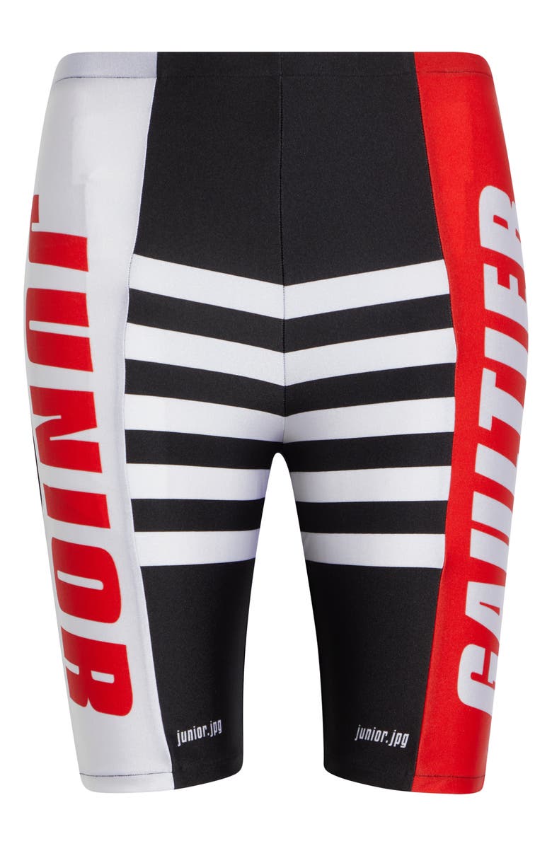 Jean Paul Gaultier Junior Print Jersey Bike Shorts, Main, color, Black/ Red/ White