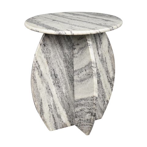 Venus 17.5" Contemporary Natural Marble Handmade X-Shaped End Table