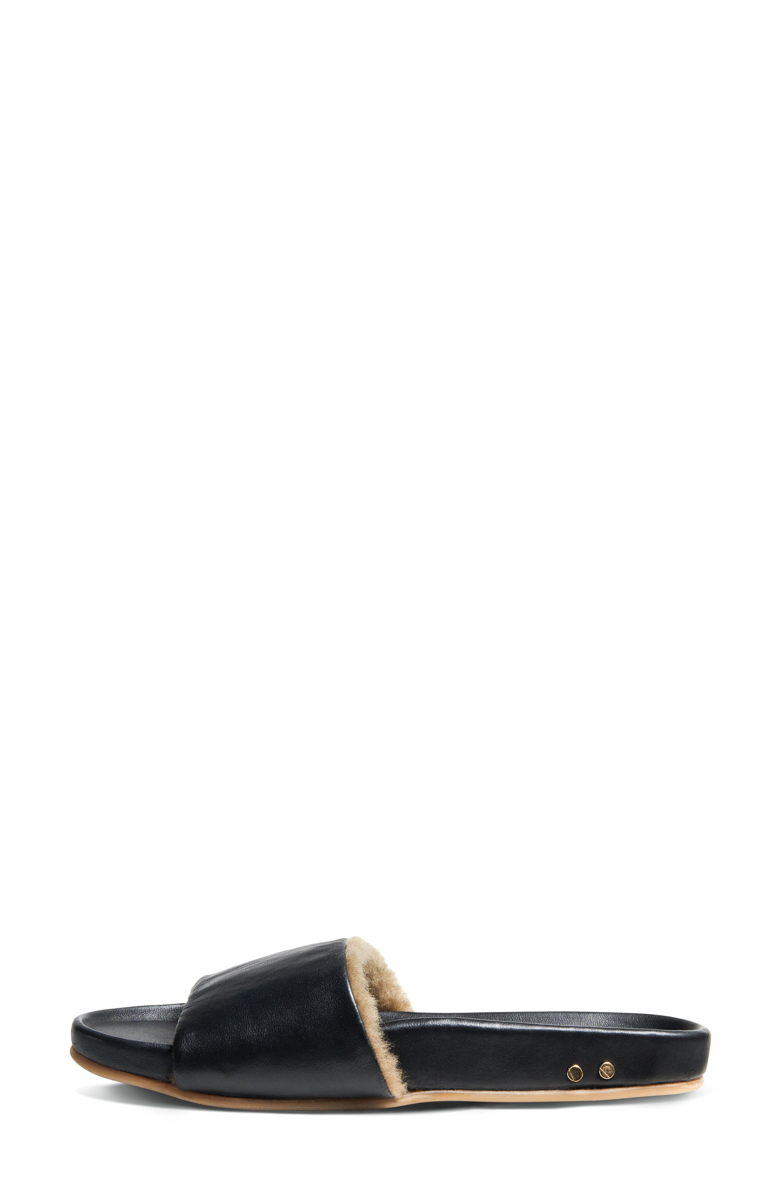 Gallito Genuine Shearling Slide Sandal, Alternate, color, BLACKBRON