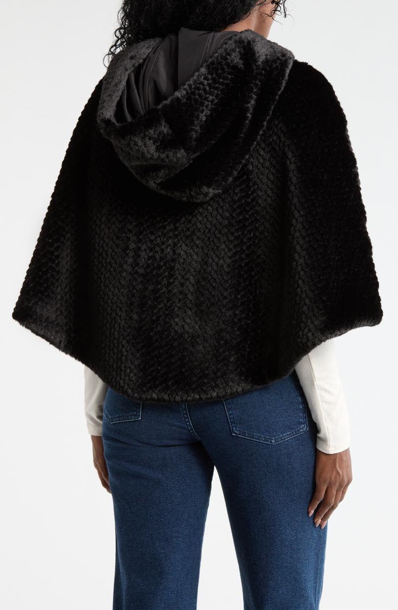 La Fiorentina Faux Fur Hooded Cape, Alternate, color, Black