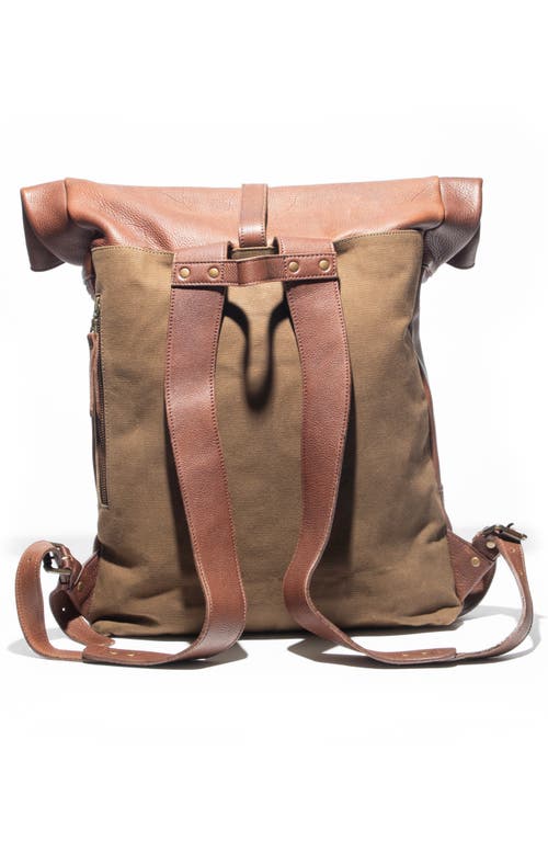 Will Leather Goods Roll Top Backpack In Brown