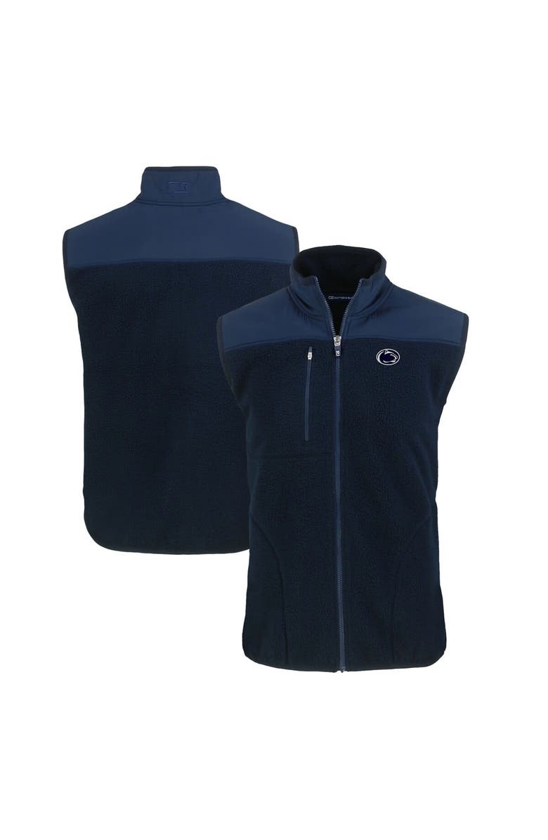 Cutter & Buck Men's Cutter & Buck  Navy Penn State Nittany Lions Cascade Eco Sherpa Fleece Full-Zip Vest, Main, color, 