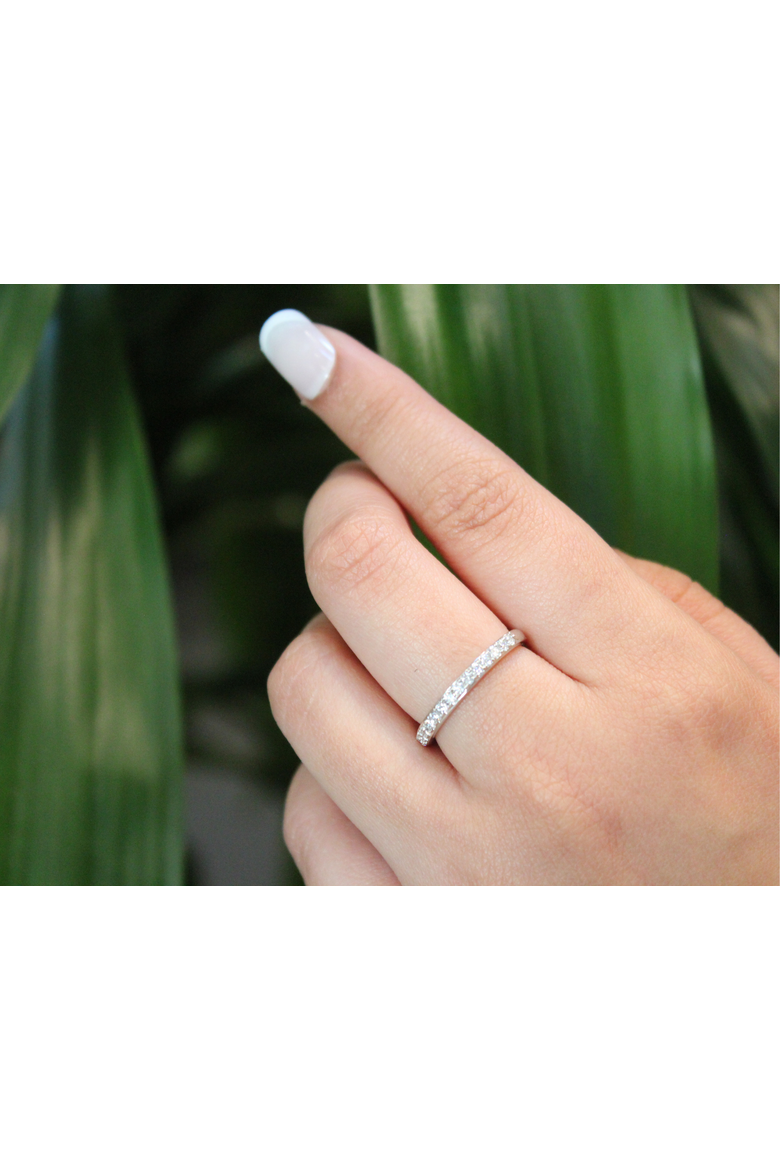 Solara 14K Gold Round Diamond Studded Stackable Band Ring - 0.26cts, Alternate, color, 14K White Gold