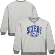Mitchell & Ness Men's Mitchell & Ness Heather Gray Philadelphia 76ers  Vintage Logo Pullover Sweatshirt