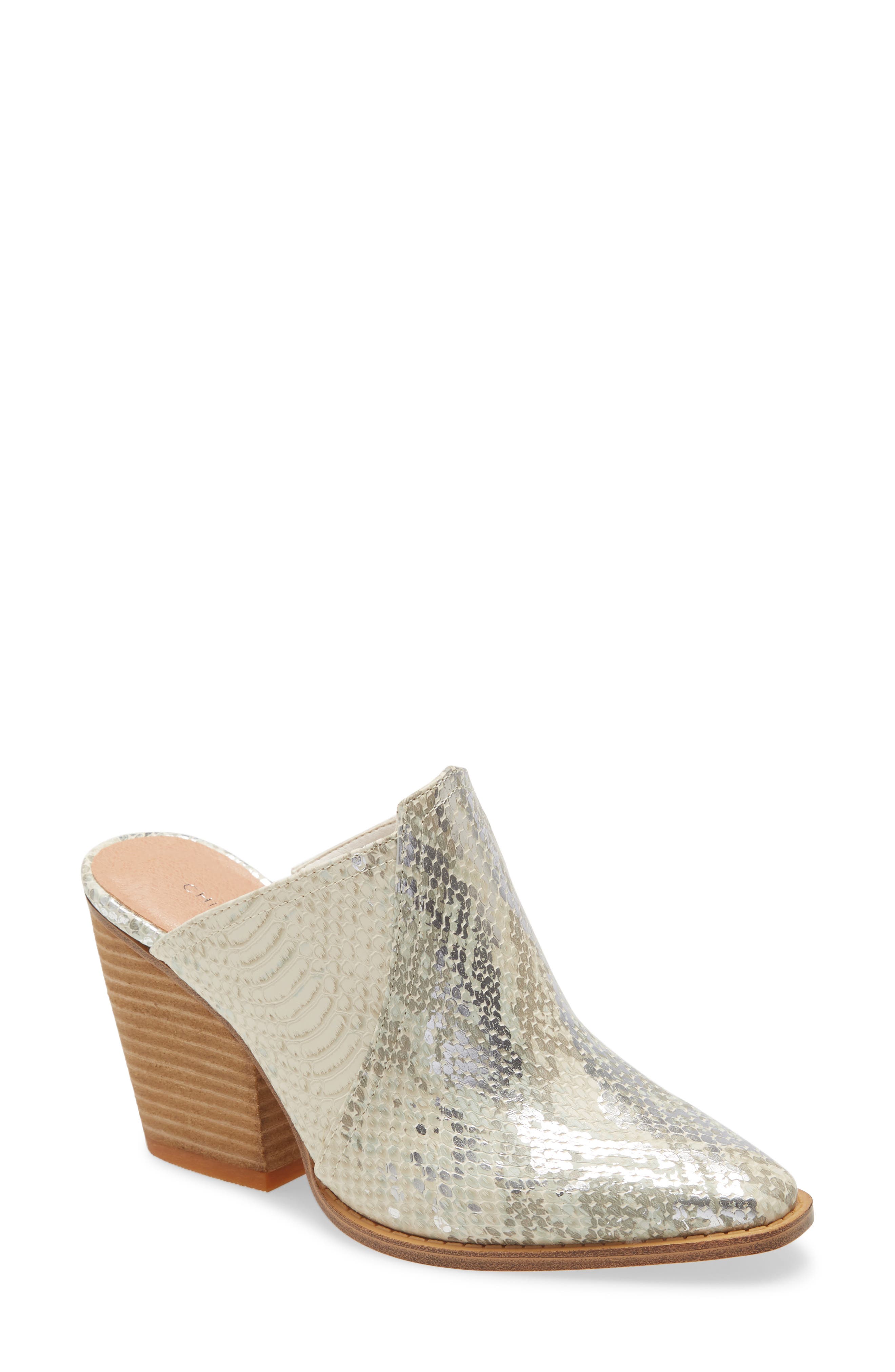 Beaute Mule, Main, color, CREAM/ SILVER FAUX LEATHER