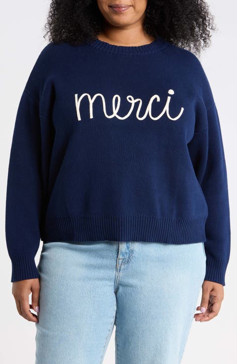 Merci Drop Shoulder Crewneck Sweater