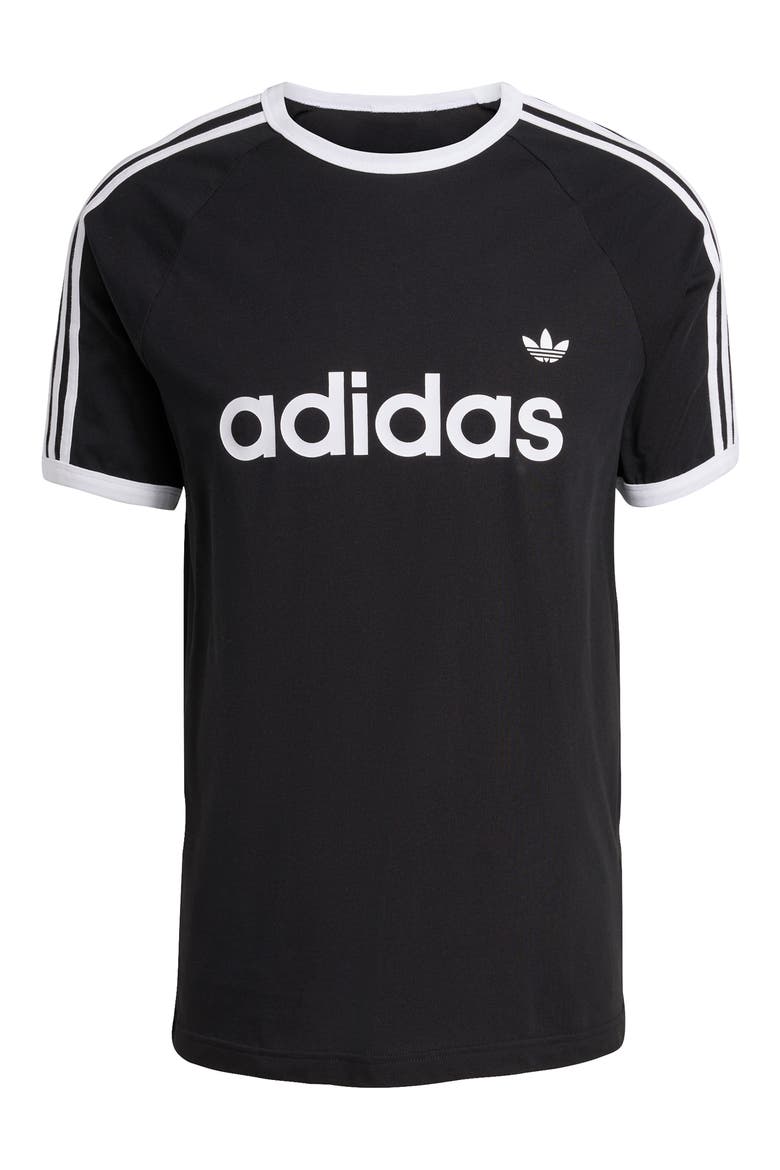 3-Stripes Cotton Ringer T-Shirt, Alternate, color, BLACK
