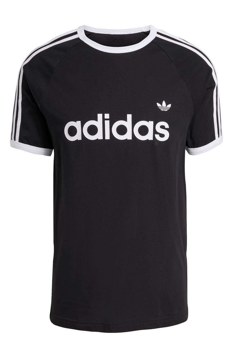 adidas 3-Stripes Cotton Ringer T-Shirt, Alternate, color, Black