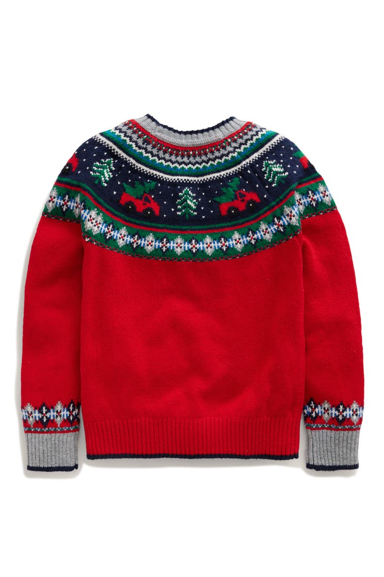 Kids' Fair Isle Crewneck Sweater, Alternate, color, BRILLIANT RED