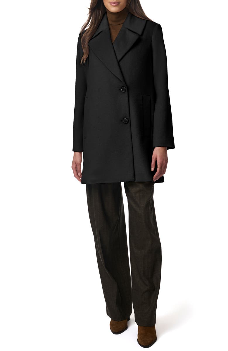 Bernardo Oversize Lapel Wool Blend Swing Coat, Alternate, color, Black