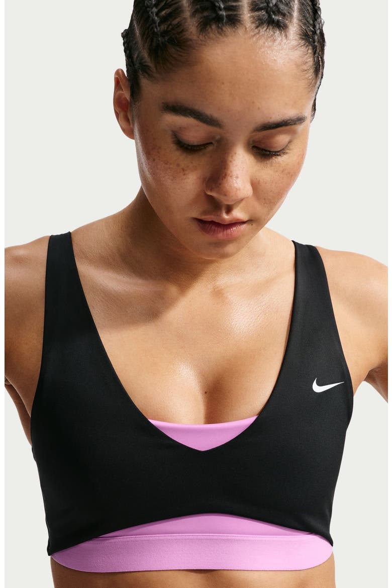 Sculpt Dri-FIT Strappy Sports Bra, Alternate, color, BLACK/ LT MAGENTA/ WHITE