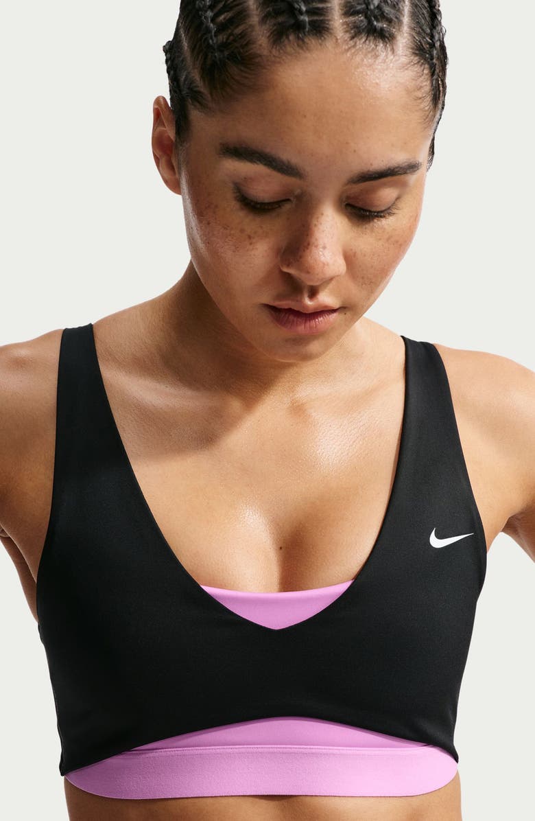 Nike Sculpt Dri-FIT Strappy Sports Bra, Alternate, color, Black/ Lt Magenta/ White