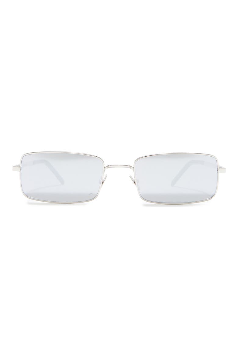 56mm Rectangle Sunglasses, Main, color, SILVER SILVER SILVER