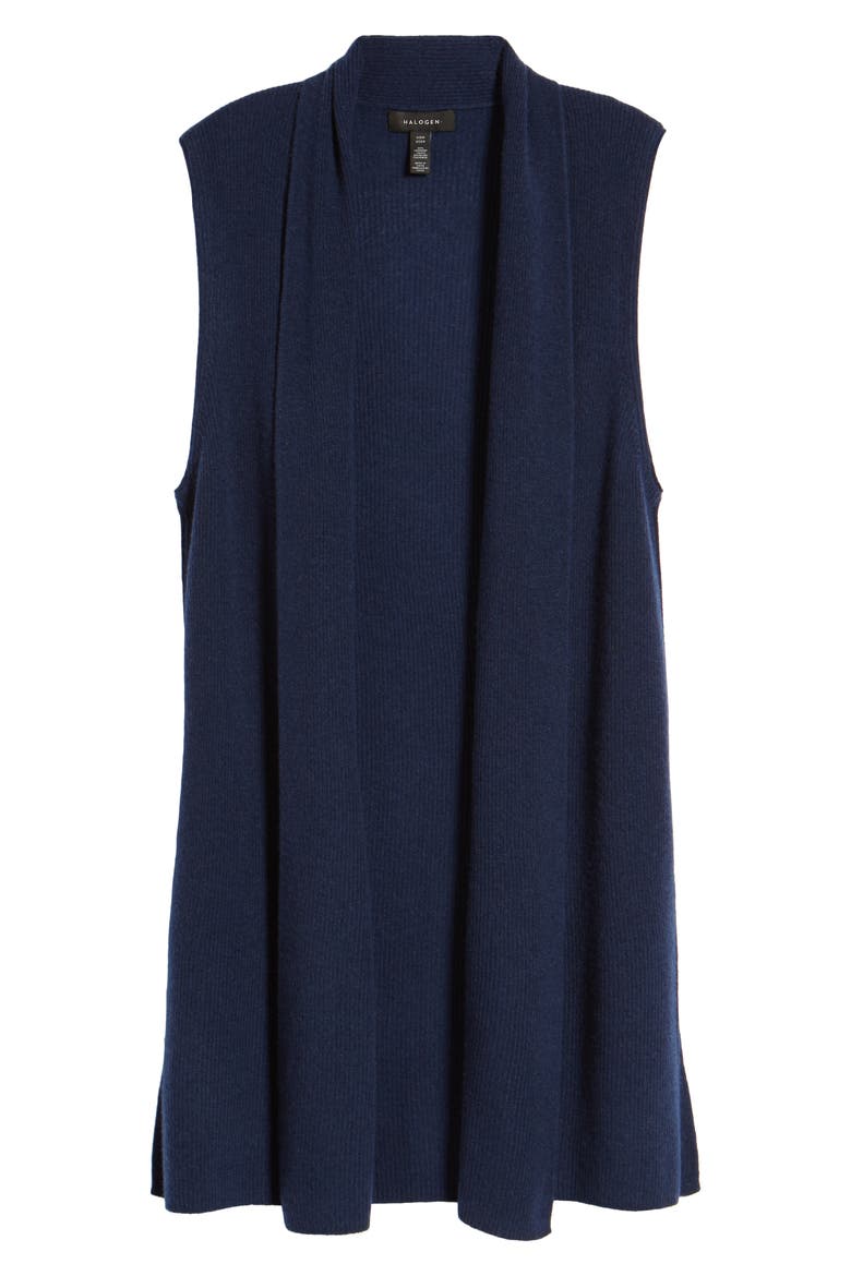 Ribbed Cashmere Vest, Alternate, color, NAVY NIGHT