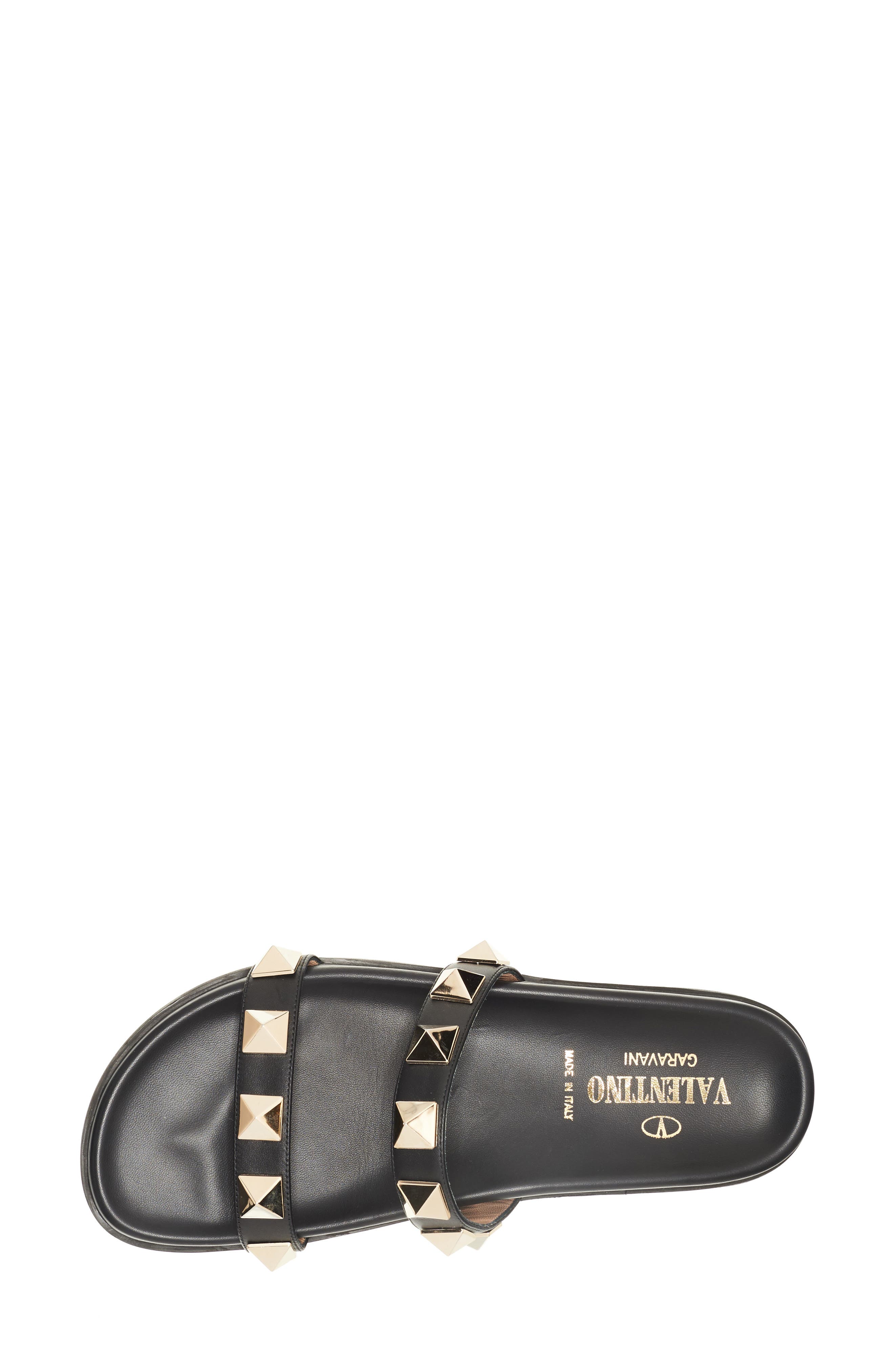 Valentino Garavani Rockstud Lock Slide Sandal, Alternate, color, 