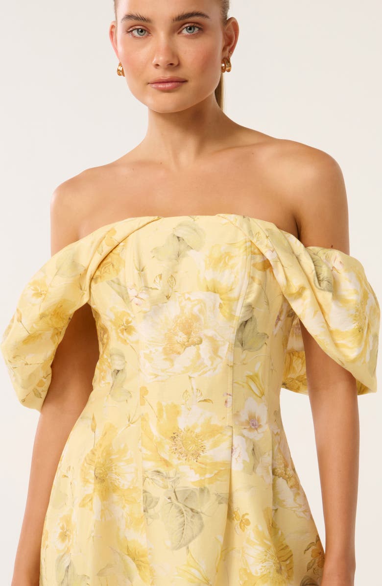 Ever New Jacquie Off the Shoulder Minidress, Alternate, color, Gold Layla Botanica