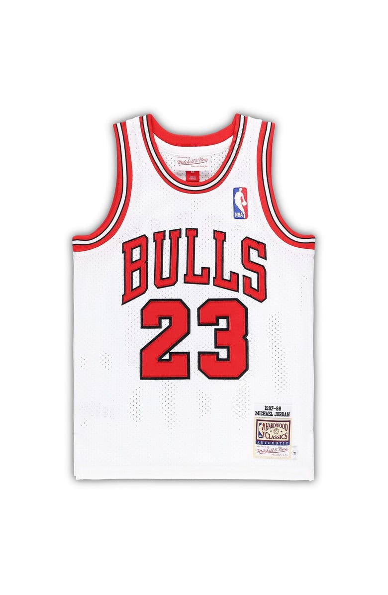 Mitchell & Ness Preschool Mitchell & Ness Michael Jordan White Chicago Bulls 1997/98 Hardwood Classics Authentic Jersey, Alternate, color, White