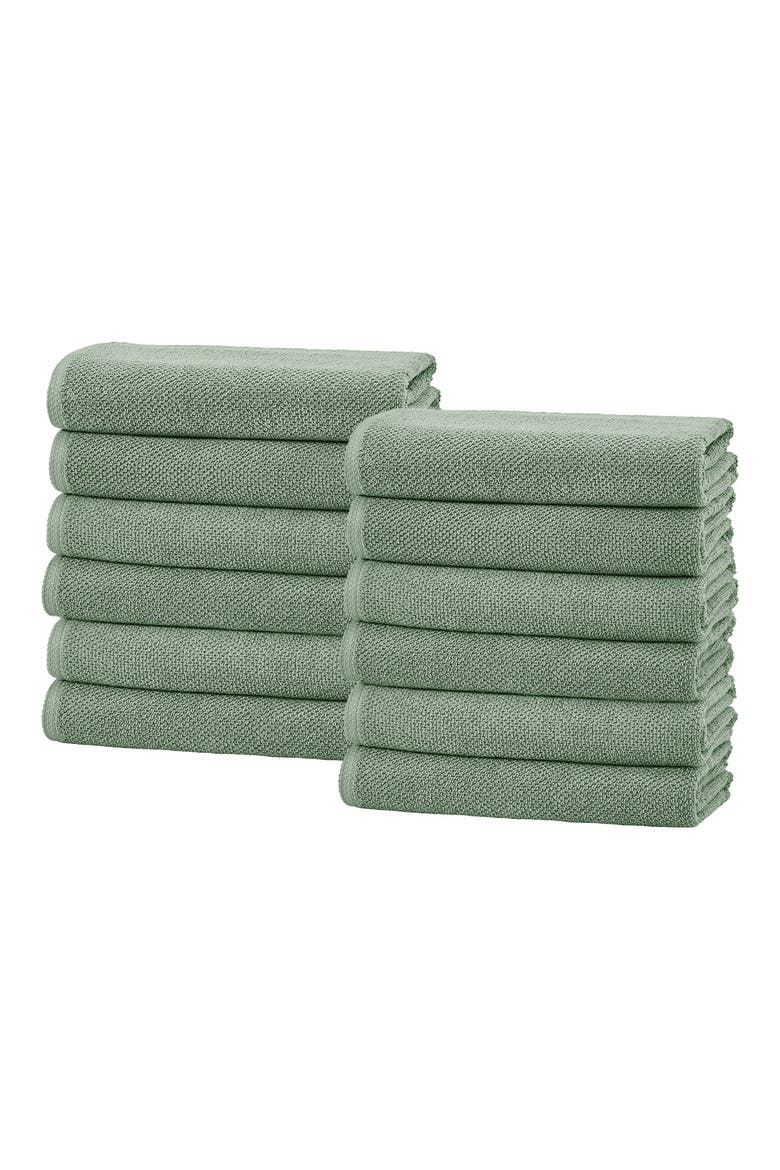 Cotton 6-Pack Textured Washcloths, Main, color, EUCALYPTUS