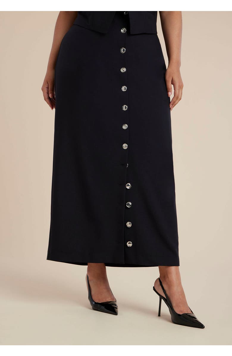ELOQUII Buttoned Maxi Column Skirt, Alternate, color, Black Onyx