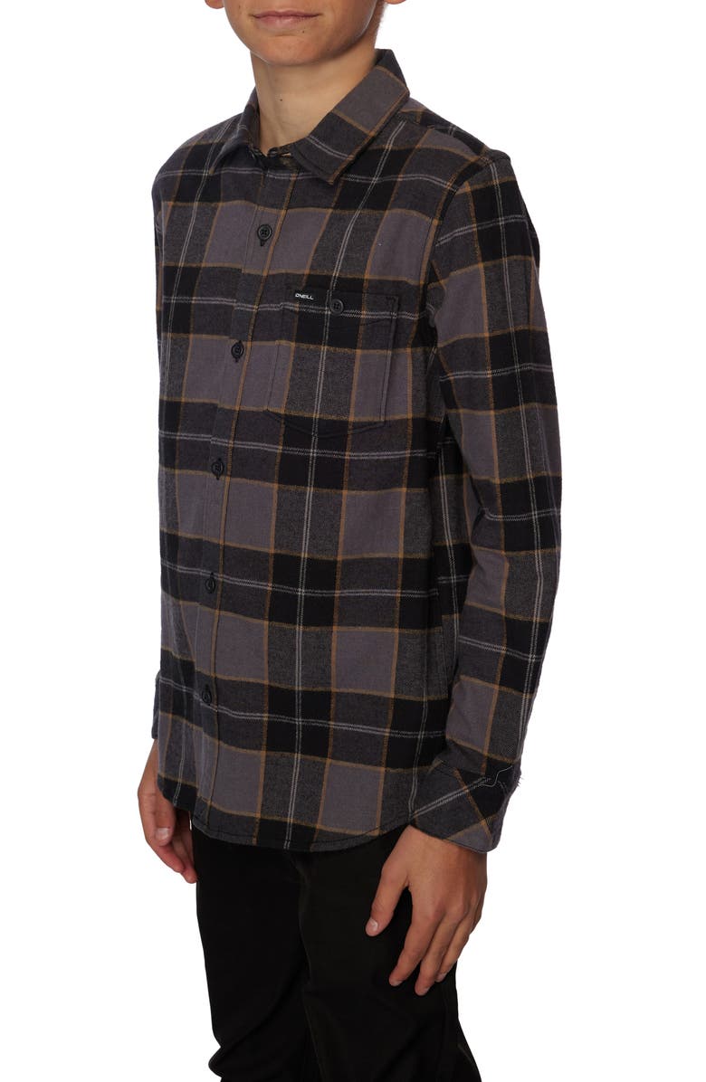 O'Neill Kids' Redmond Plaid Stretch Flannel Button-Up Shirt, Alternate, color, 