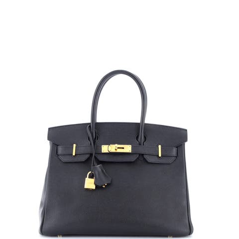 Birkin Handbag Black Epsom with Gold Hardware 30