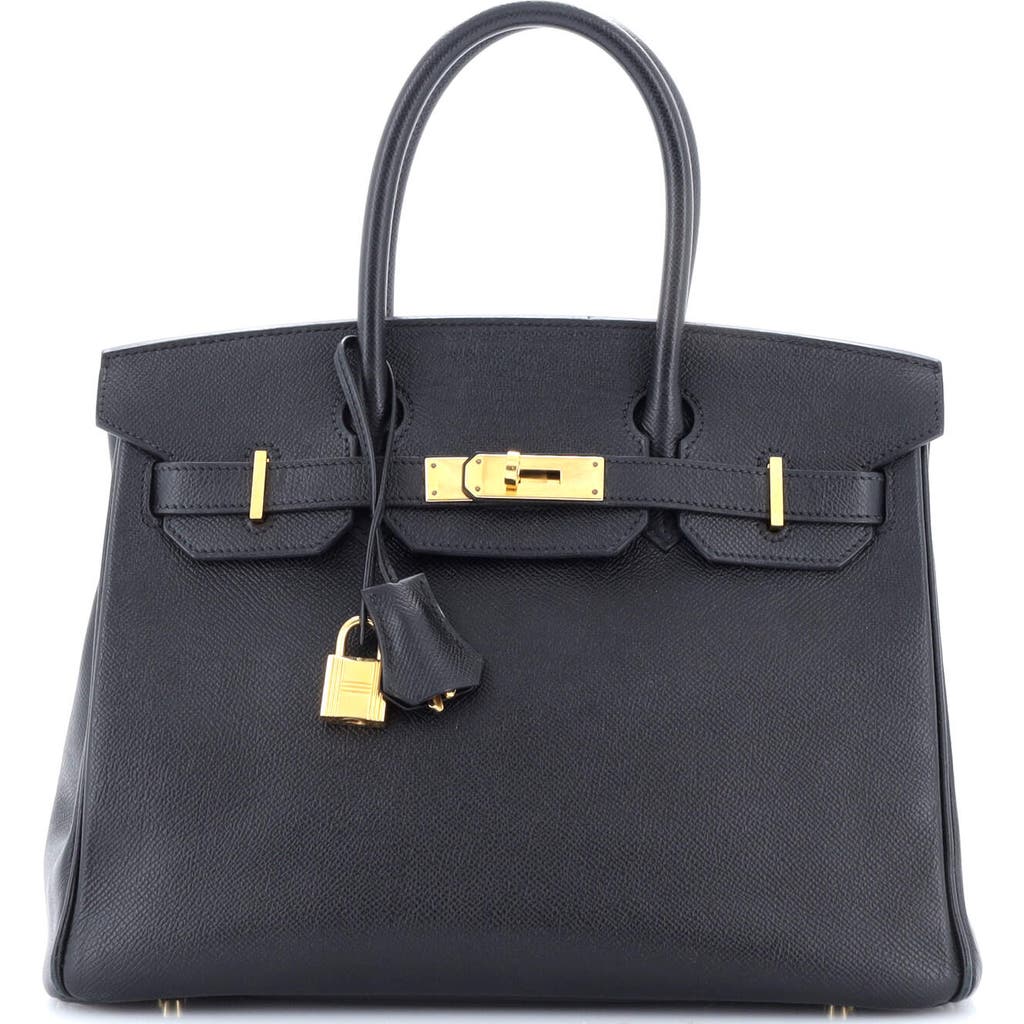 Pre-owned Hermes Hermes Birkin Handbag Black Epsom With Gold Hardware 30 In Black
