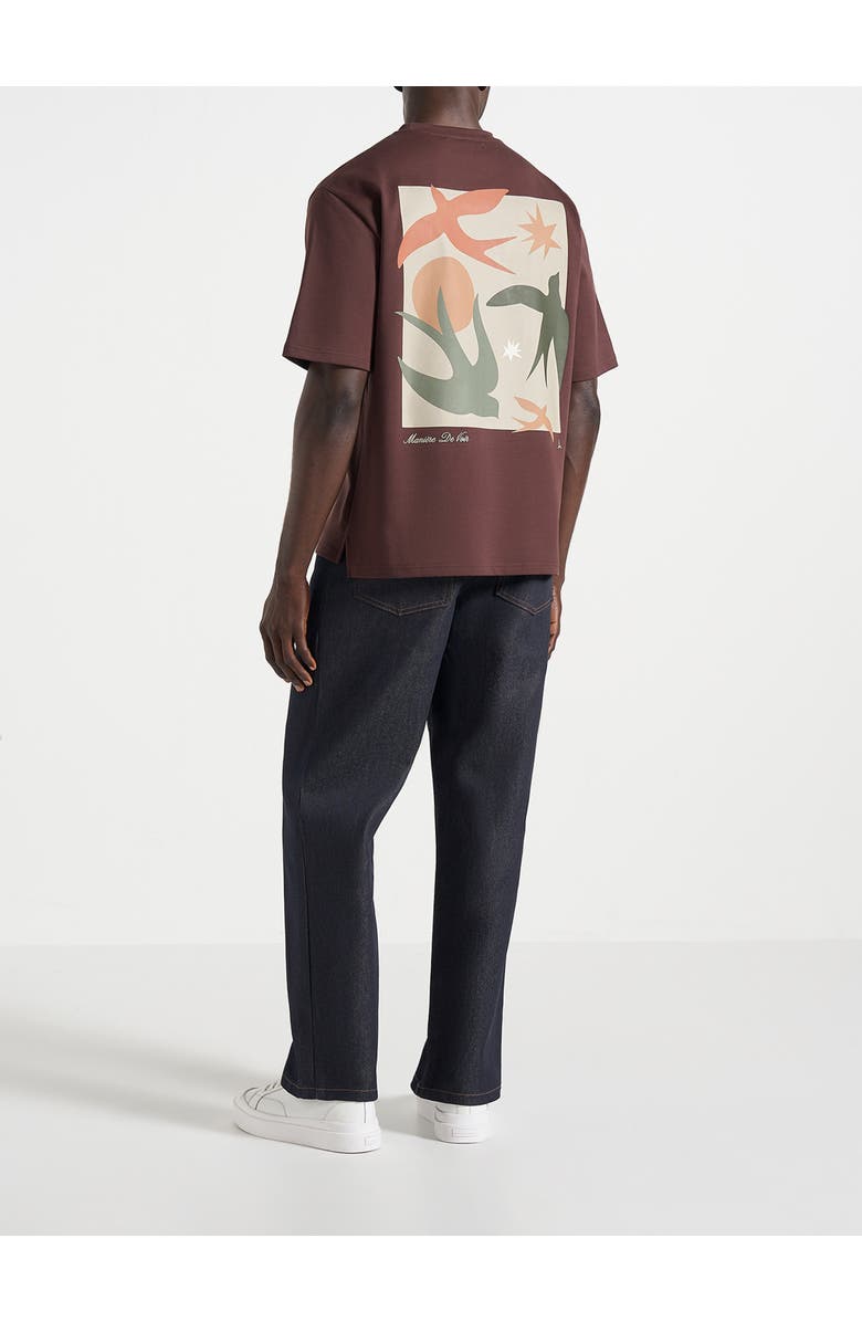 Manière De Voir Thibault Bird Detail Cotton T-Shirt, Alternate, color, Brown