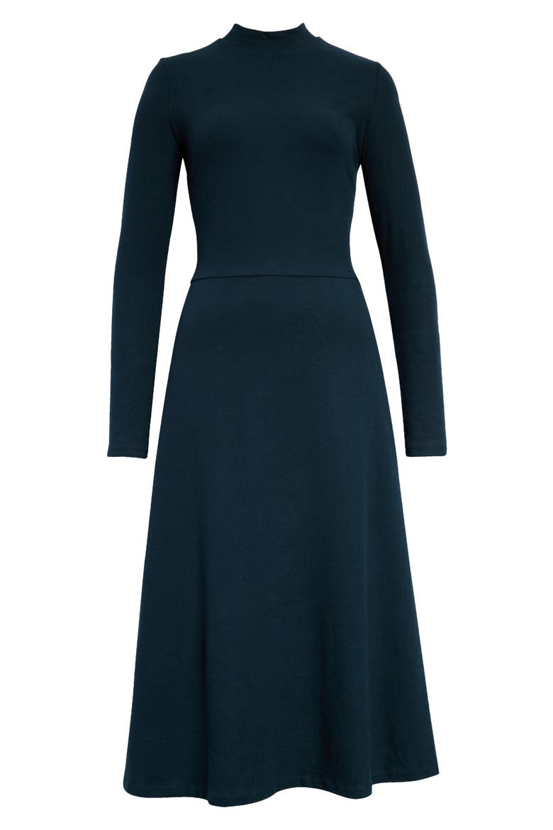 Mock Neck Long Sleeve A-Line Dress, Alternate, color, AZURE ONYX