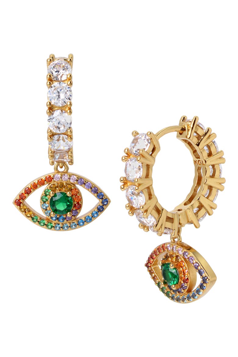 Evil Eye Huggie Hoop Earrings, Main, color, MULTI