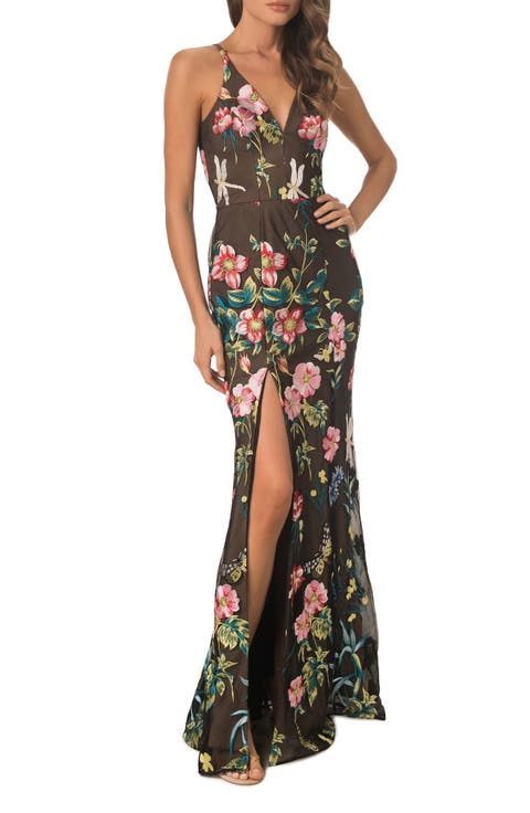 Iris Floral Embroidered Mermaid Gown
