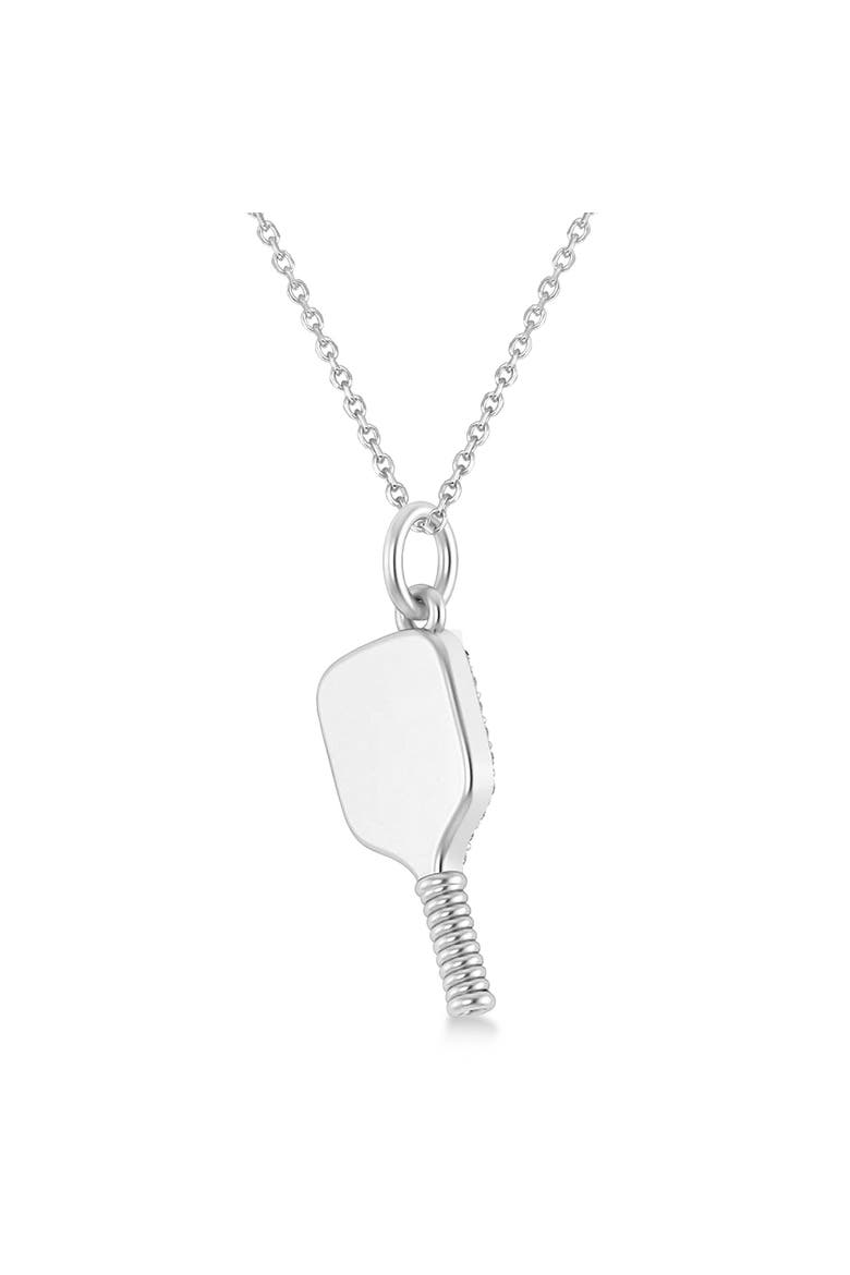 Natural Diamond Pickleball Paddle Pendant Necklace 14k, Alternate, color, 0.24ct, White Gold