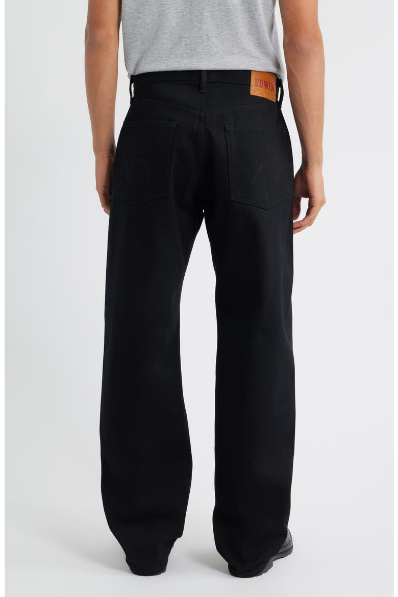 Wide Straight Leg Selvedge Jeans, Alternate, color, BLACK DRY