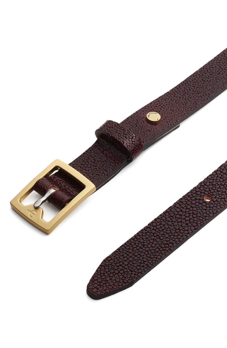 rag & bone Boyfriend 2.0 Textured Leather Belt, Alternate, color, Burgundy
