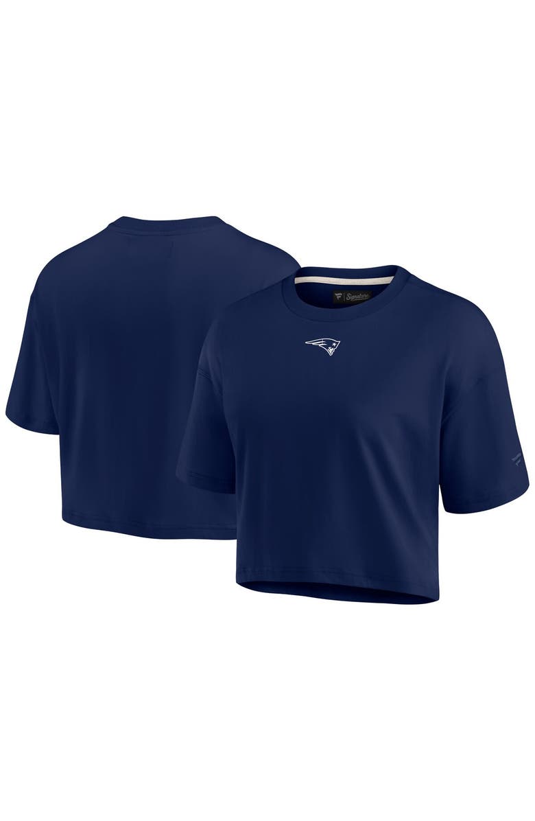 Fanatics Signature Women's Fanatics Signature Navy New England Patriots Elements Super Soft Boxy Cropped T-Shirt, Alternate, color, Navy