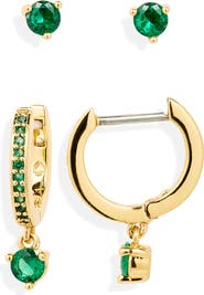 Kate Spade New York tiny twinkles set of 2 stud & huggie hoop earrings