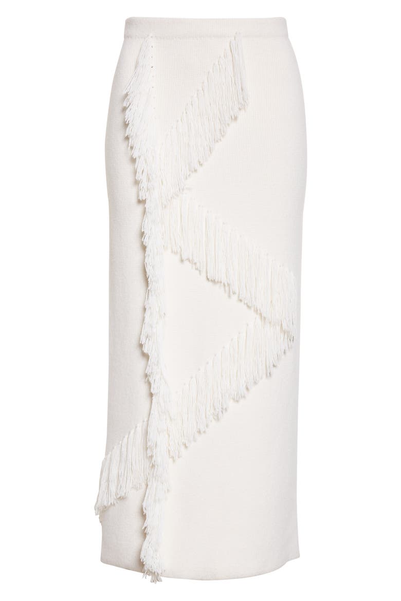 Hestia Fringe Wool Blend Sweater Skirt, Alternate, color, SNOW WHITE