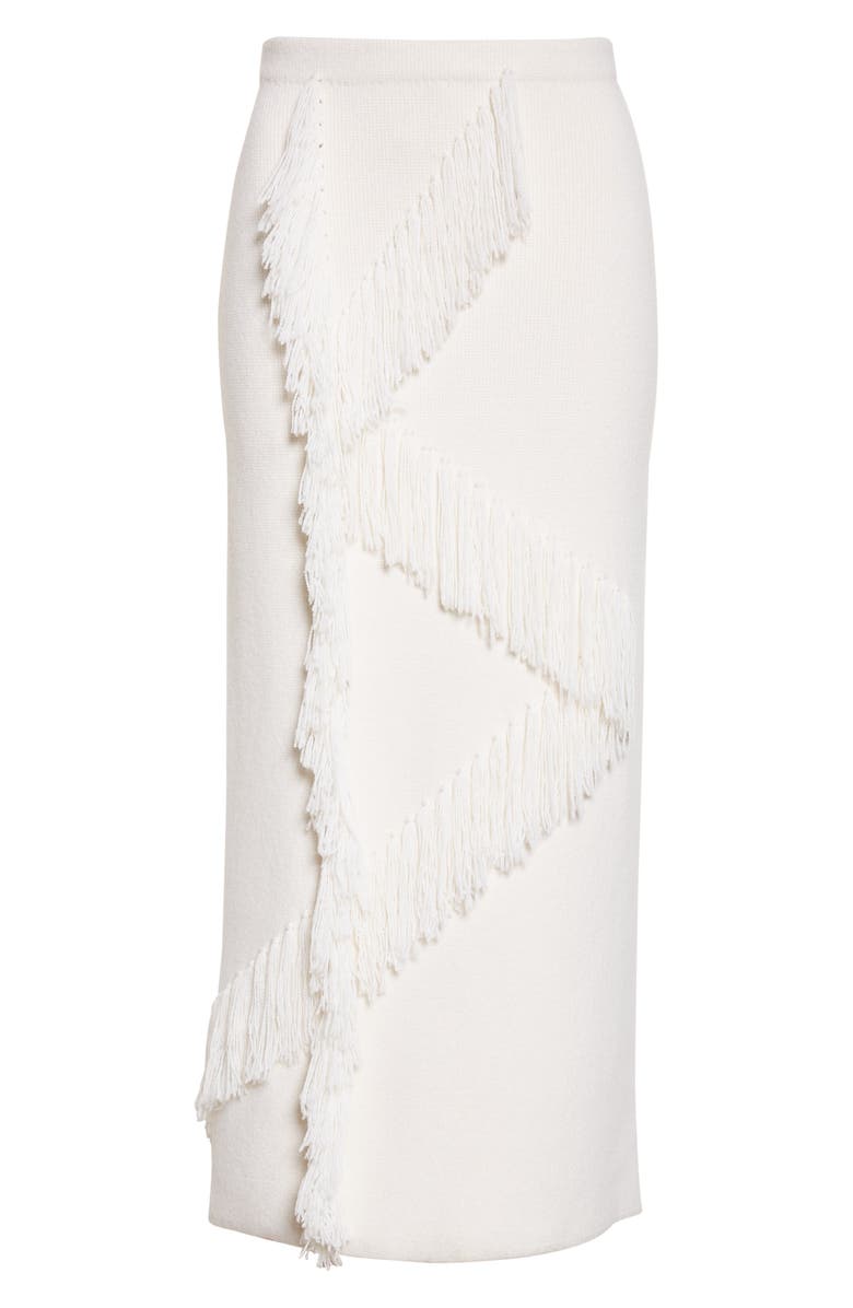 Derek Lam 10 Crosby Hestia Fringe Wool Blend Sweater Skirt, Alternate, color, Snow White