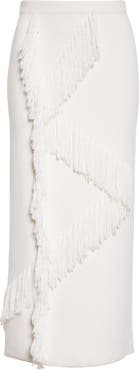 Derek Lam 10 Crosby Hestia Fringe Wool Blend Sweater Skirt