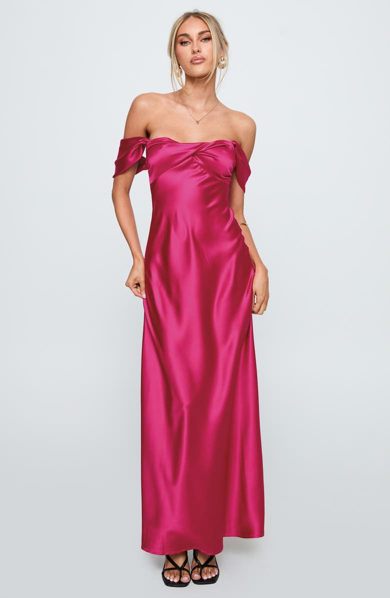 Princess Polly Live For You Off the Shoulder Gown, Alternate, color, Hot Pink