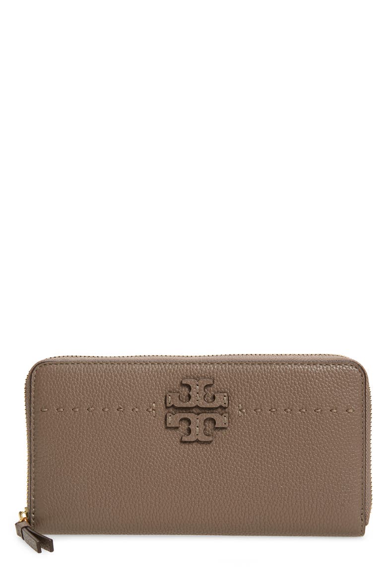 McGraw Leather Continental Zip Wallet, Main, color, SILVER MAPLE