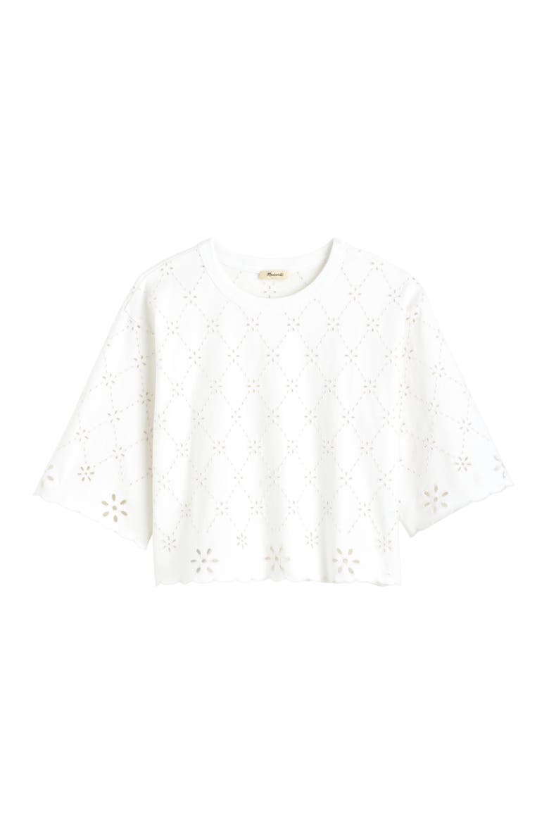 The Embroidered Boxy Crop Tee, Alternate, color, WHITE